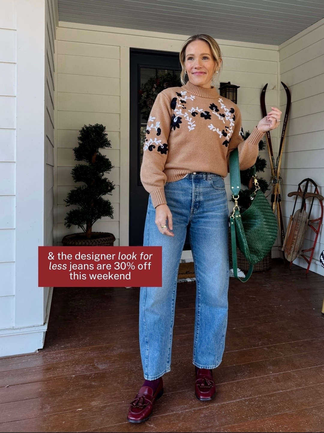 Sized down to xs in Ann Taylor sweater classic length, regular size small in Madewell favorite white tee, Clare V Moyen messenger in evergreen & new flower charm, Heaven Mayhem silver earrings (similar) J.Crew loafers few sizes left linked similar styles, Madewell pieced jeans true to size wearing standard length (5'3"), eby underwear size up to Medium ~ xo, Claire 

#LTKPetite #LTKSaleAlert #LTKSeasonal
