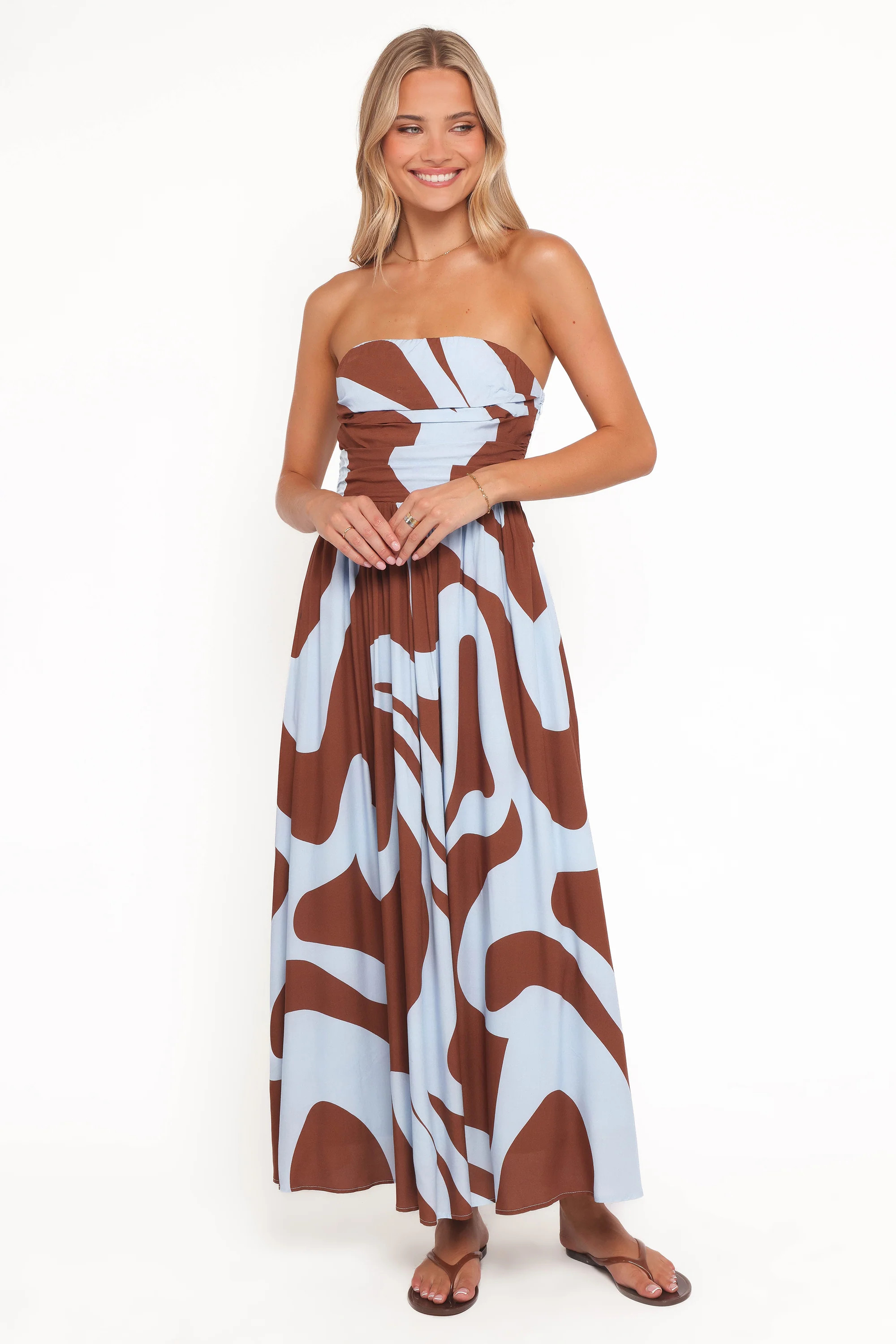 Nesta Maxi Dress - Brown/Blue | Petal & Pup (US)