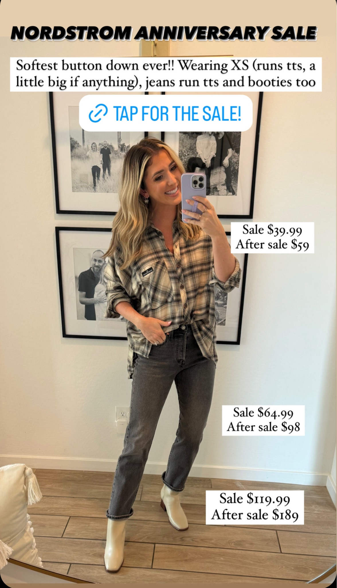 Last few days of the Nordstrom anniversary sale!! Button down plaid top, jeans and ivory ankle booties run tts 

#LTKFindsUnder100 #LTKxNSale #LTKShoeCrush