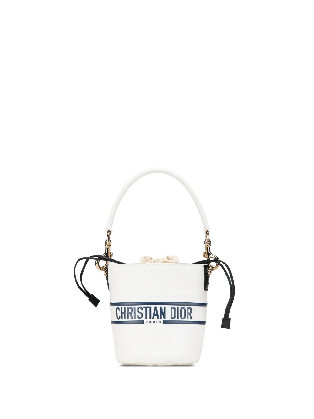 Christian Dior Pre-Owned 2021 Small Leather Vibe Drawstring Bucket satchel - White | Farfetch Global