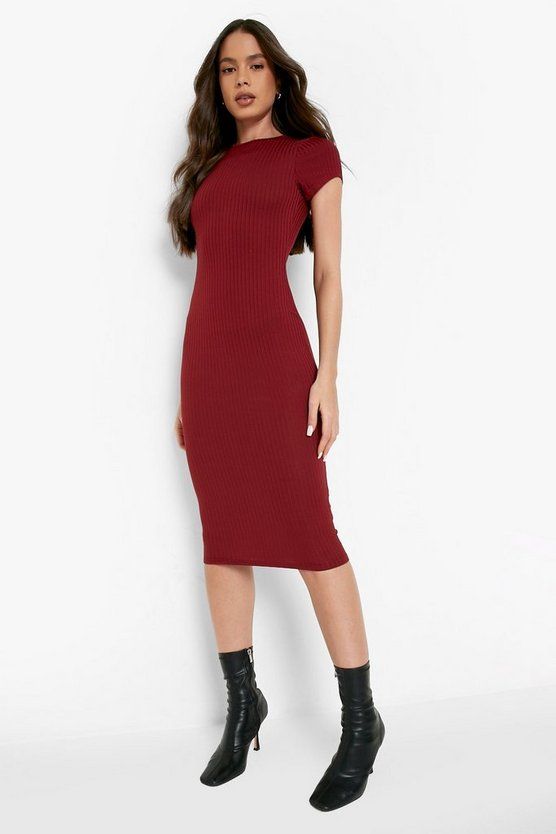 Cap Sleeved Ribbed Bodycon Dress | Boohoo.com (US & CA)