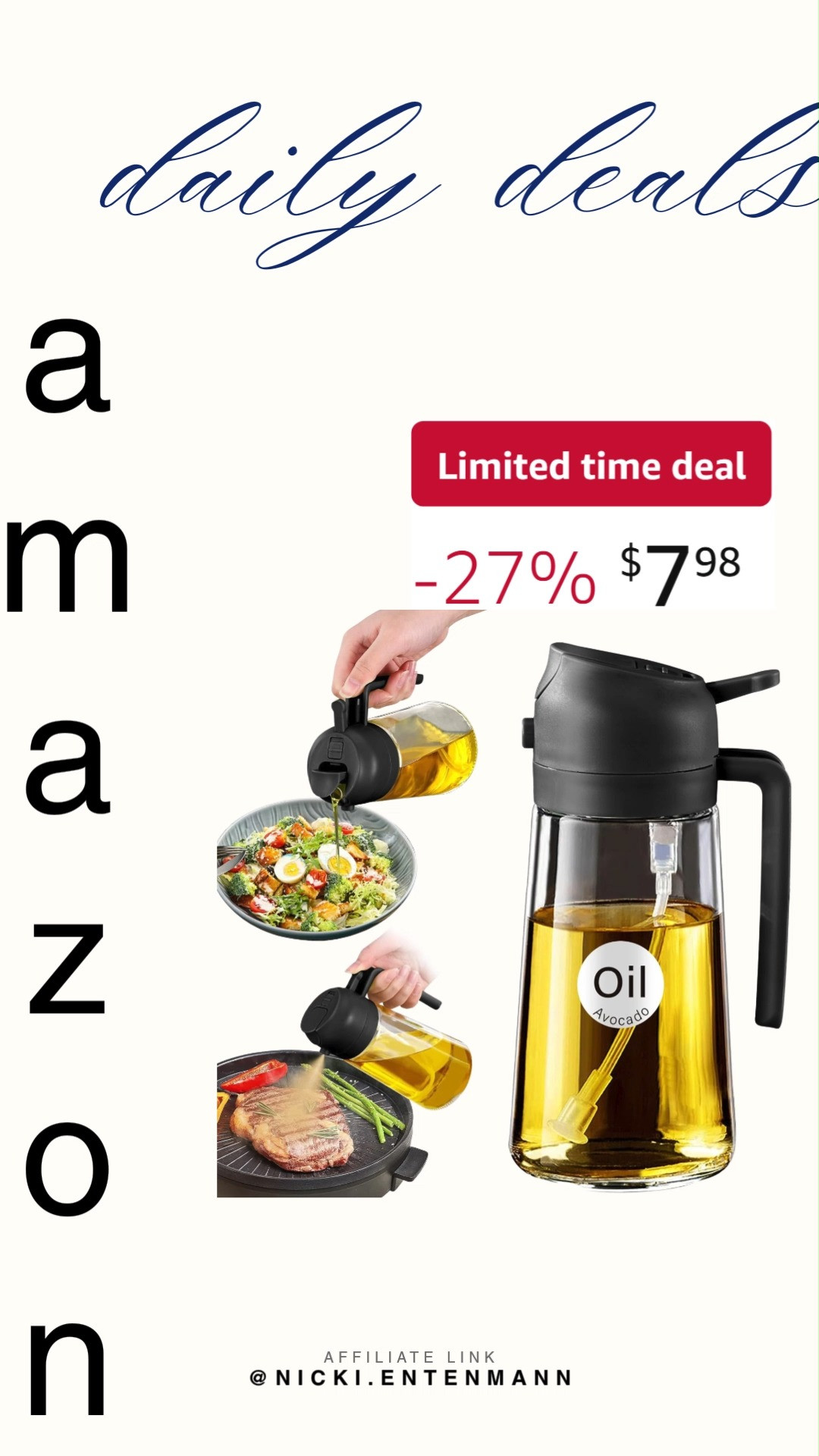 Glass Olive Oil Sprayer for Cooking with Stickers adds charm to your kitchen while keeping meals light, flavorful, and fun with easy sprays that make healthy cooking stylish and simple. 🫒✨🍴  

#OliveOilSprayer #glasssprayer #kitchenappliances #cookingtools #mealprep #healthyrecipes #homecooking #kitchenfinds #cookware #foodie 

 #LTKdayinmylife #LTKHome #LTKSaleAlert