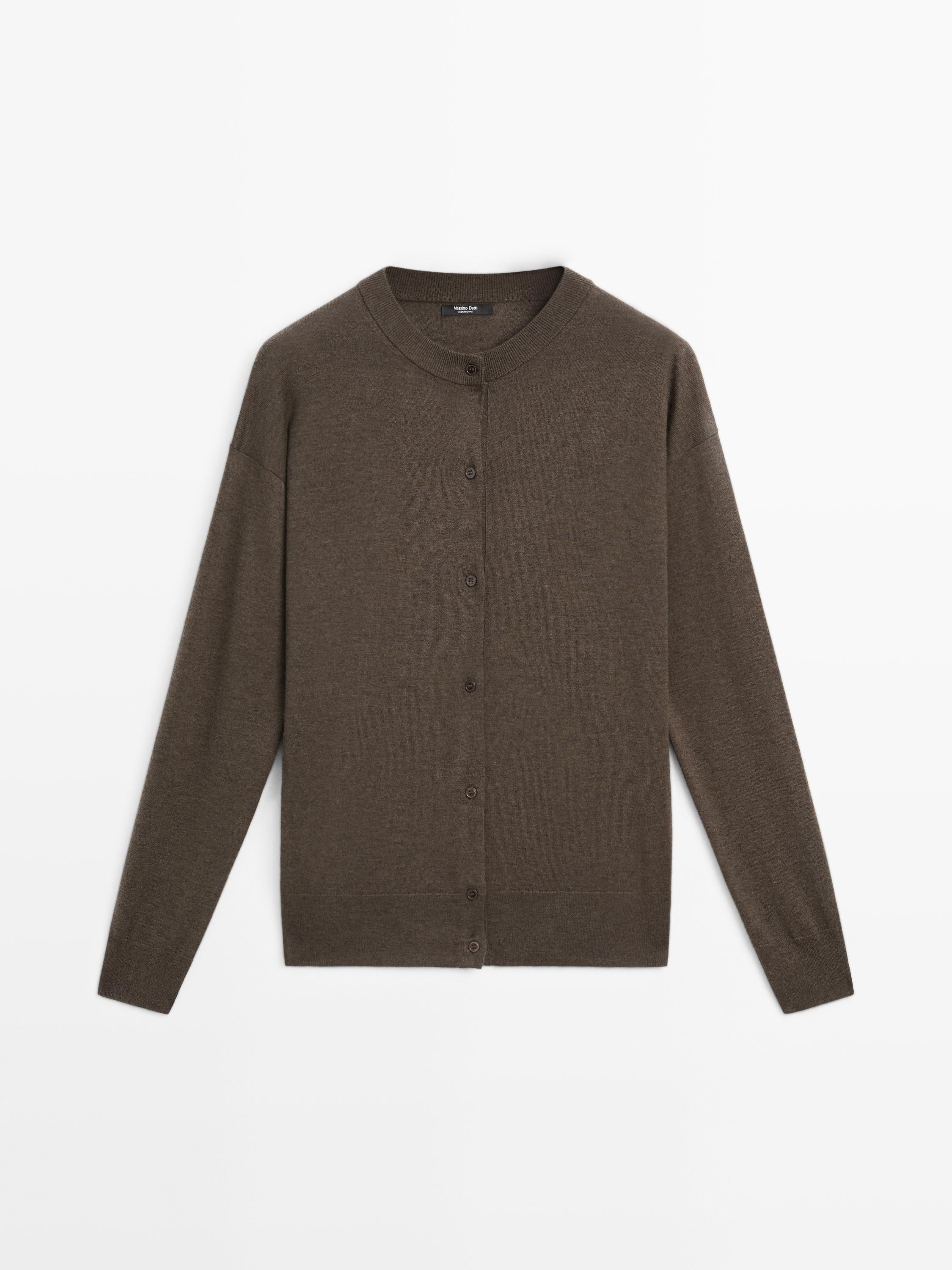 Long knit buttoned cardigan | Massimo Dutti US