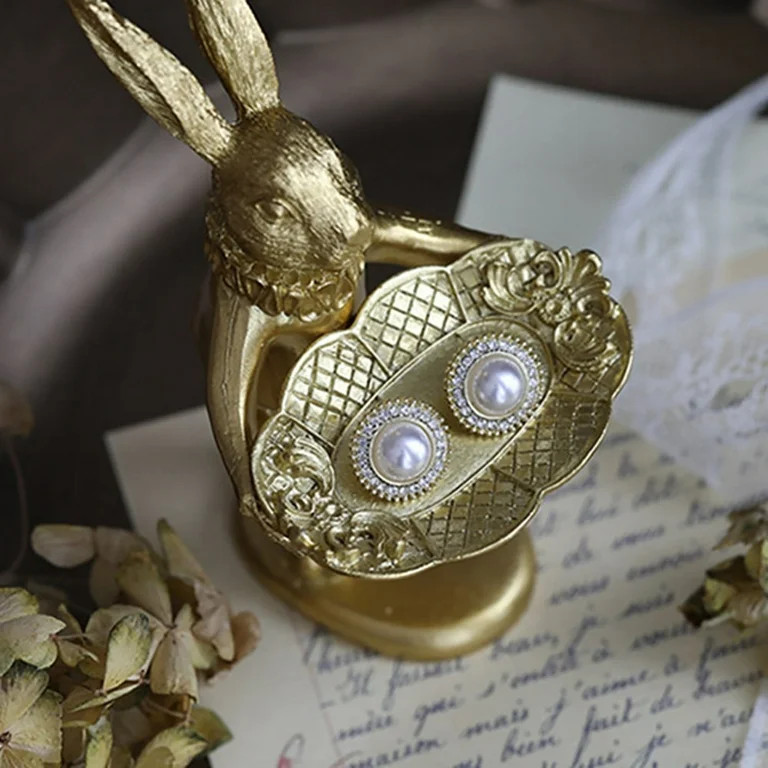 Easter Decor Clearance! Golden Bunny Figurine Jewelry Ring Tray Decorative Easter Statue Ornament... | Walmart (US)