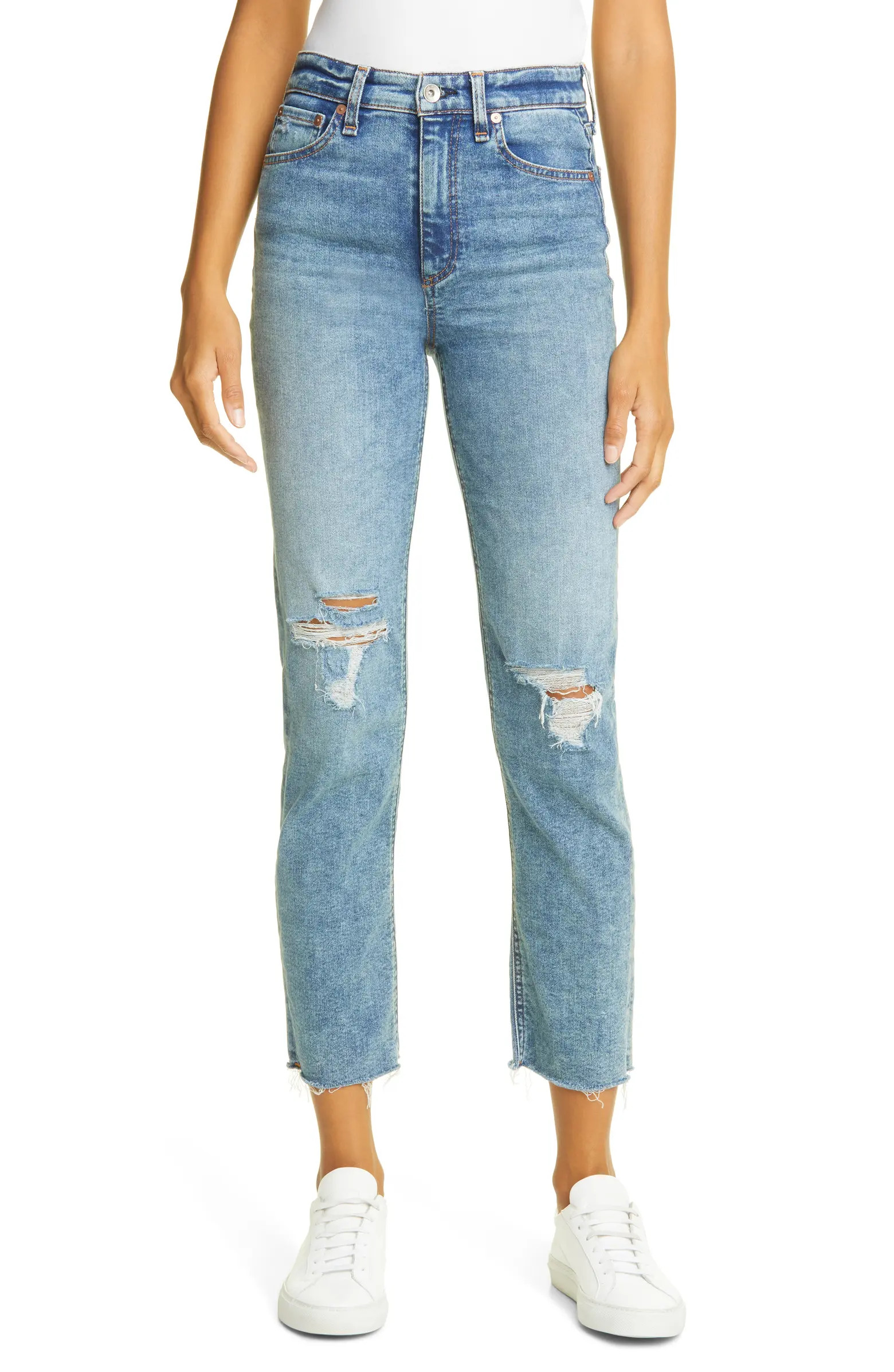 rag & bone Nina Ripped High Waist Ankle Cigarette Jeans | Nordstrom | Nordstrom