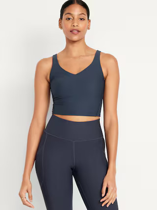Light Support PowerSoft Rib Longline Sports Bra | Old Navy (US)