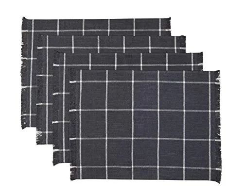 Sticky Toffee Yarn Dyed Farmhouse Plaid Placemat Set, 14 in x 19 in, 4 Pack, Gray | Walmart (US)