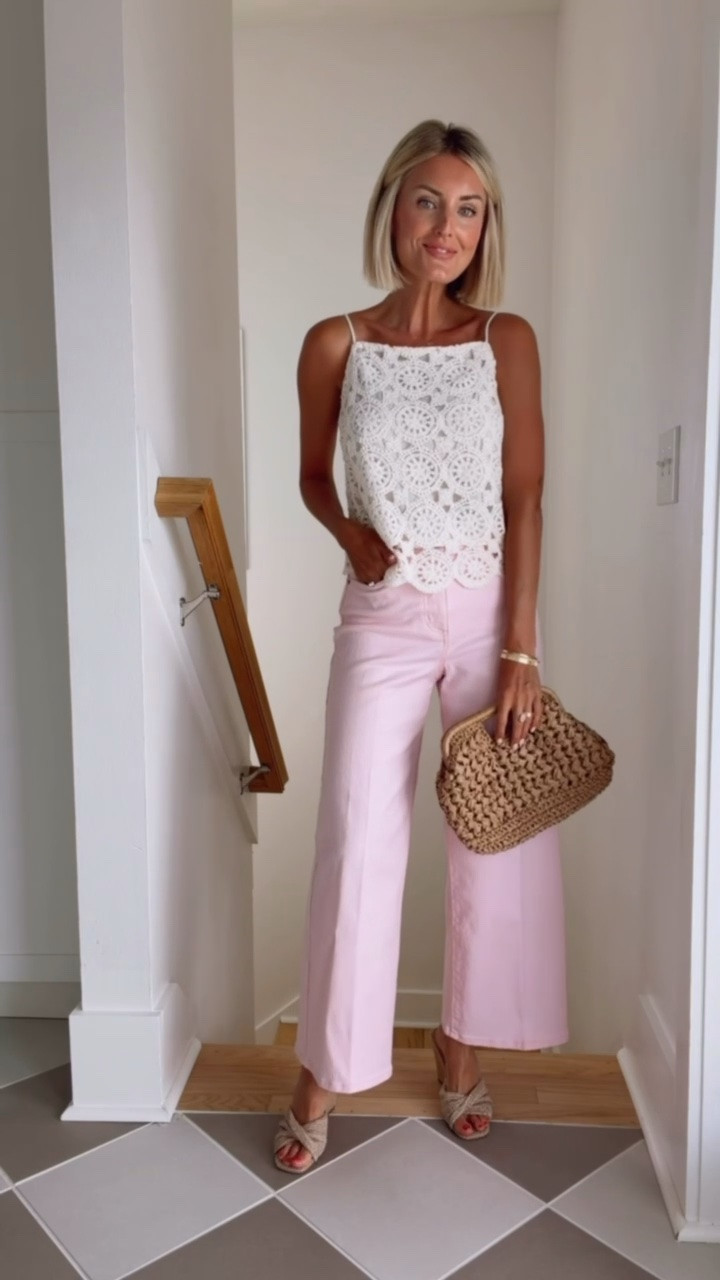 This is such a versatile, staple top for your summer capsule wardrobe! I love pairing a colored bottom with a textured neutral top! These exact jeans sold out but I’m linking similar. Wearing XS in the crochet top 

Loverly grey, loft finds, summer outfit inspo, women’s fashion sale, how to style pink jeans, pink denim, daytime elevated outfit inspo, affordable fashion finds

#LTKSeasonal #LTKSaleAlert