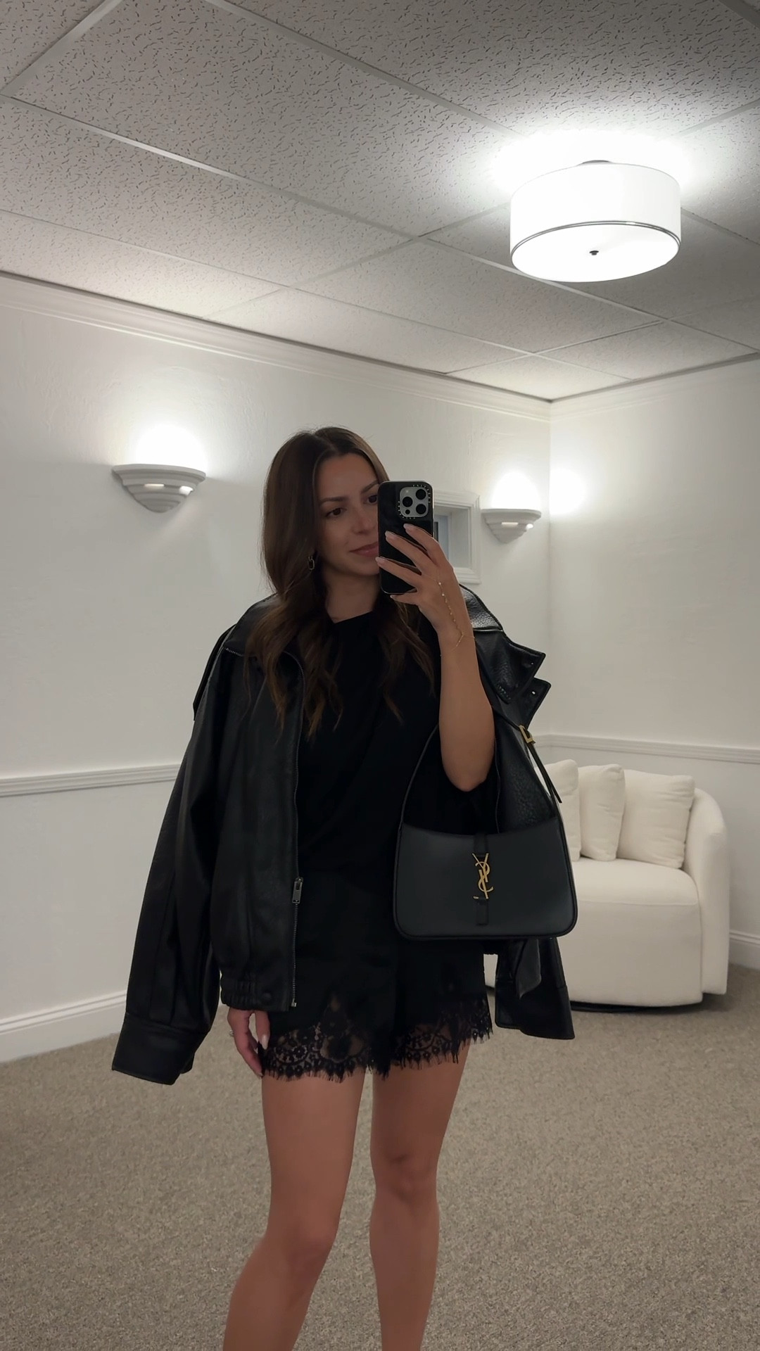 Date night outfit

@Aritzia  top- small
@Reformation  lace shorts- xs
@Zara faux leather jacket
YSL heels
YSL bag
@Ana Luisa earrings

Petite, silk shorts, lace shorts, spring outfit, black outfit, date night

#LTKSeasonal #LTKPetite #LTKootd