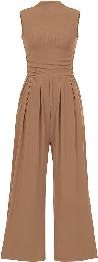 PRETTYGARDEN Womens Summer Jumpsuits Dressy Casual One Piece Outfits Sleeveless Mock Neck Wide Le... | Amazon (US)