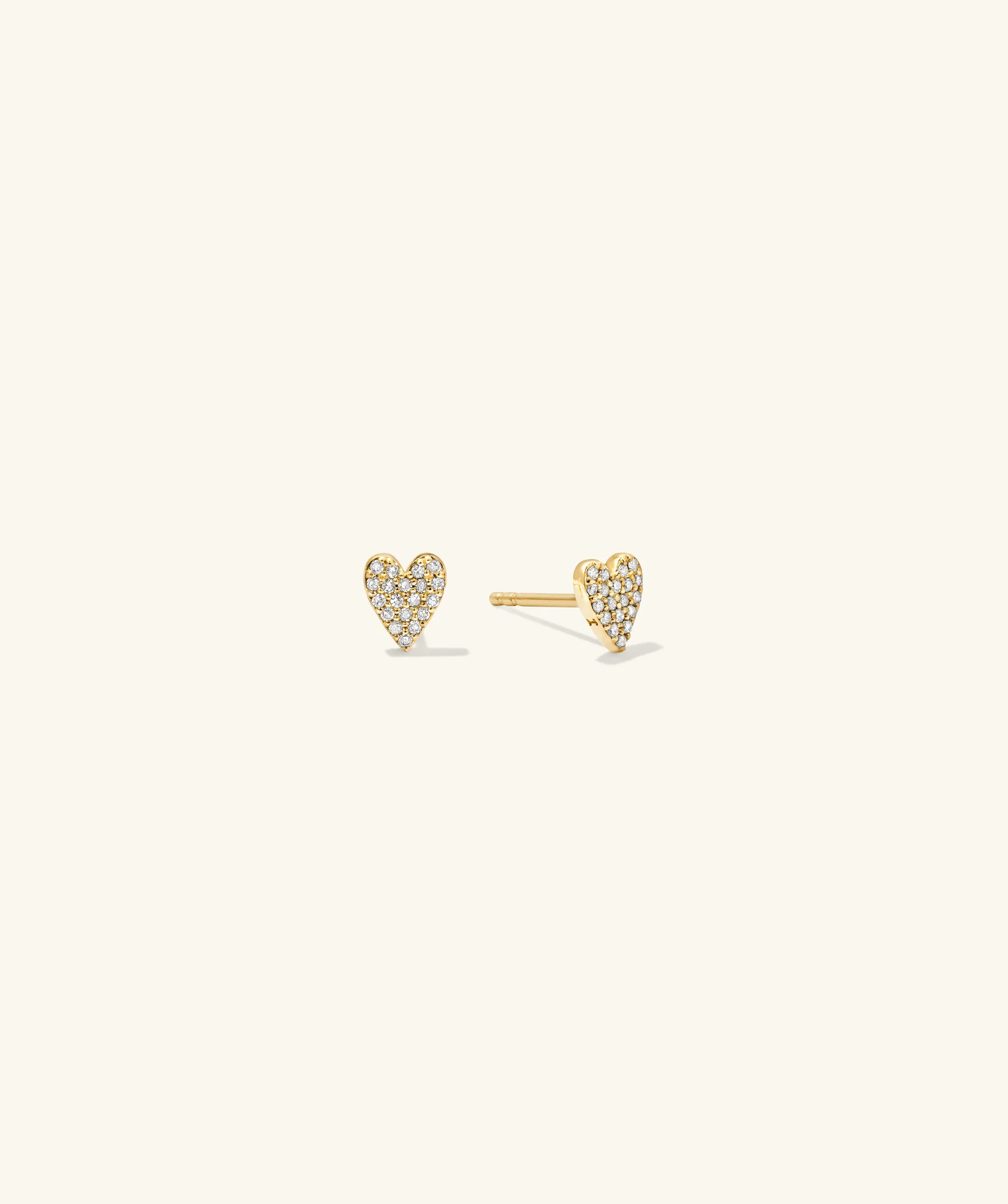 Mini Heart Pavé Diamond Stud Earrings | Mejuri Fine Crew