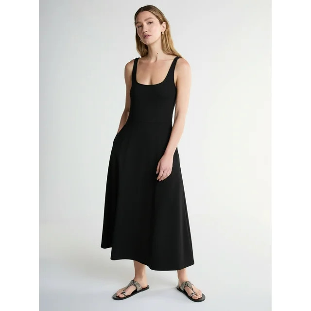 Scoop Women’s Ponte Maxi Dress with Square Neck, Sizes XS-XXL | Walmart (US)