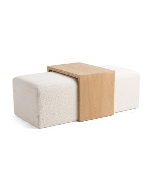 Large Modern Ottoman With Wood Accent | TJ Maxx