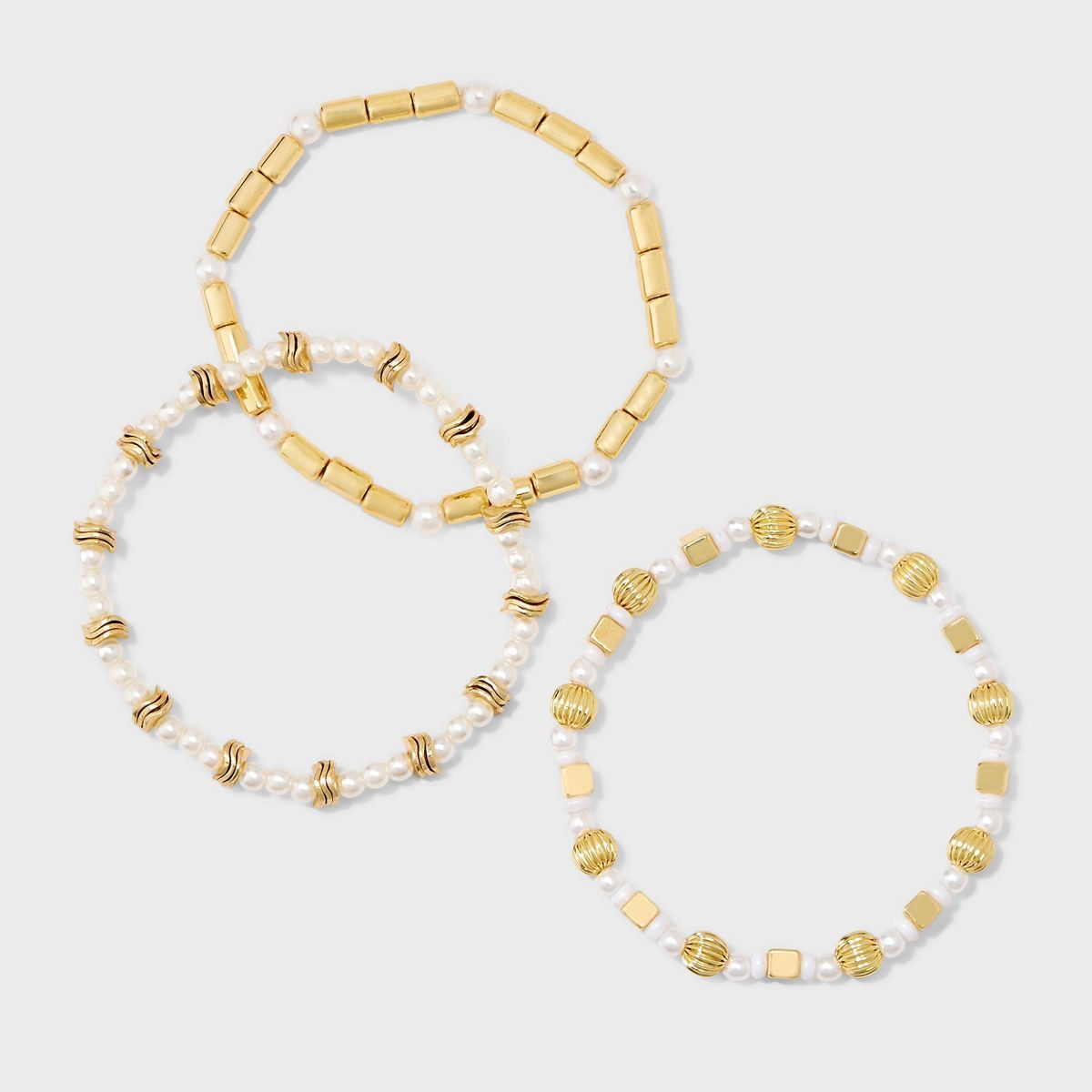 SUGARFIX by BaubleBar Pearl Mixed Stretch Bracelet Set 3pc - Gold | Target