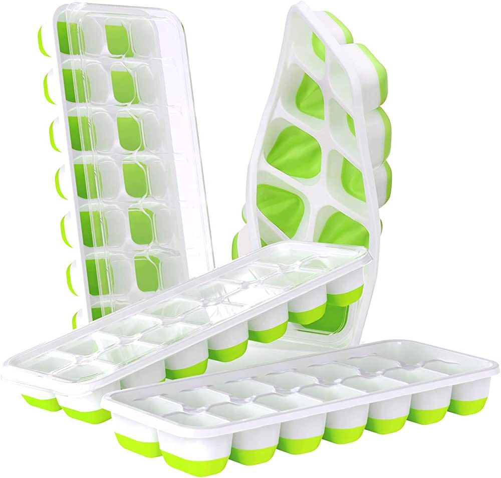 DOQAUS Ice Cube Trays 4 Pack, Easy-Release 56 pcs Ice Cubes Maker with Spill-Resistant Removable ... | Amazon (US)