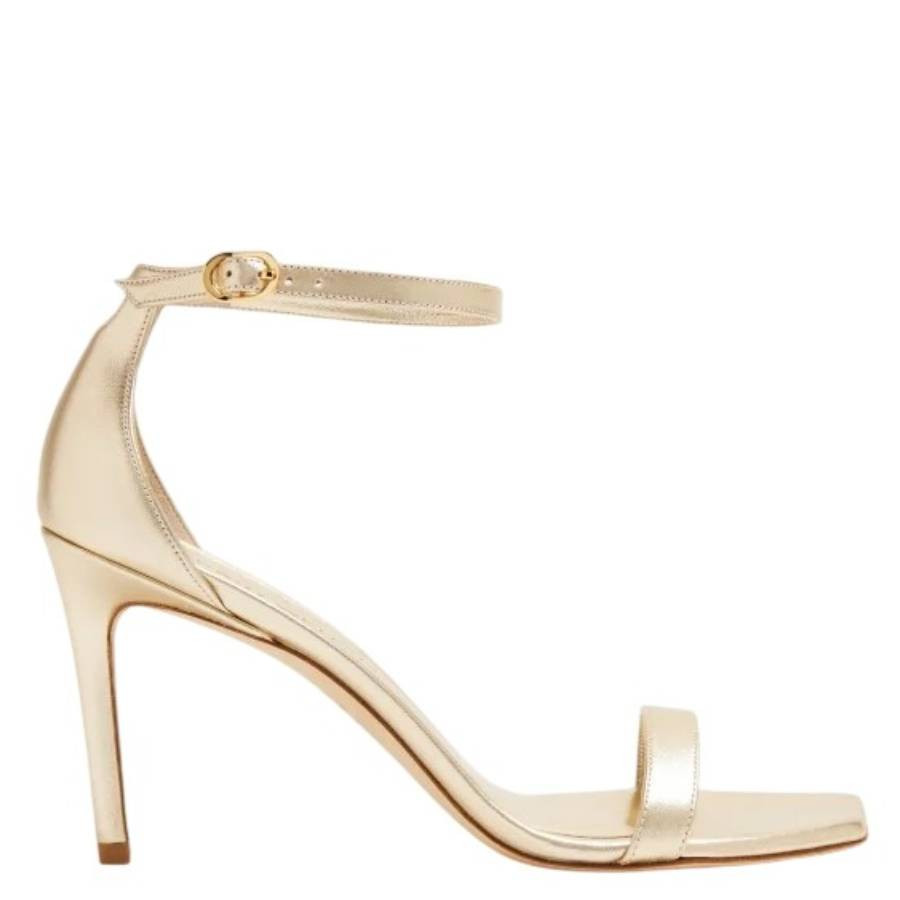 Stuart Weitzman Light Gold Nunakedcurve 85 Sandals | Jomashop.com & JomaDeals.com