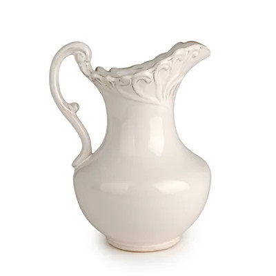 Ceramic Antique Pitcher Vase, White, 8.7L x 7.63W 11H | Kirkland's Home | Kirklands