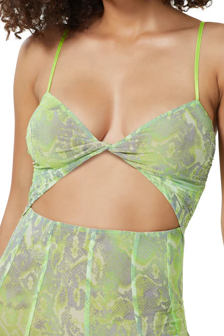 Shane Midi Dress - Lime Abstract Snake | ShopAFRM