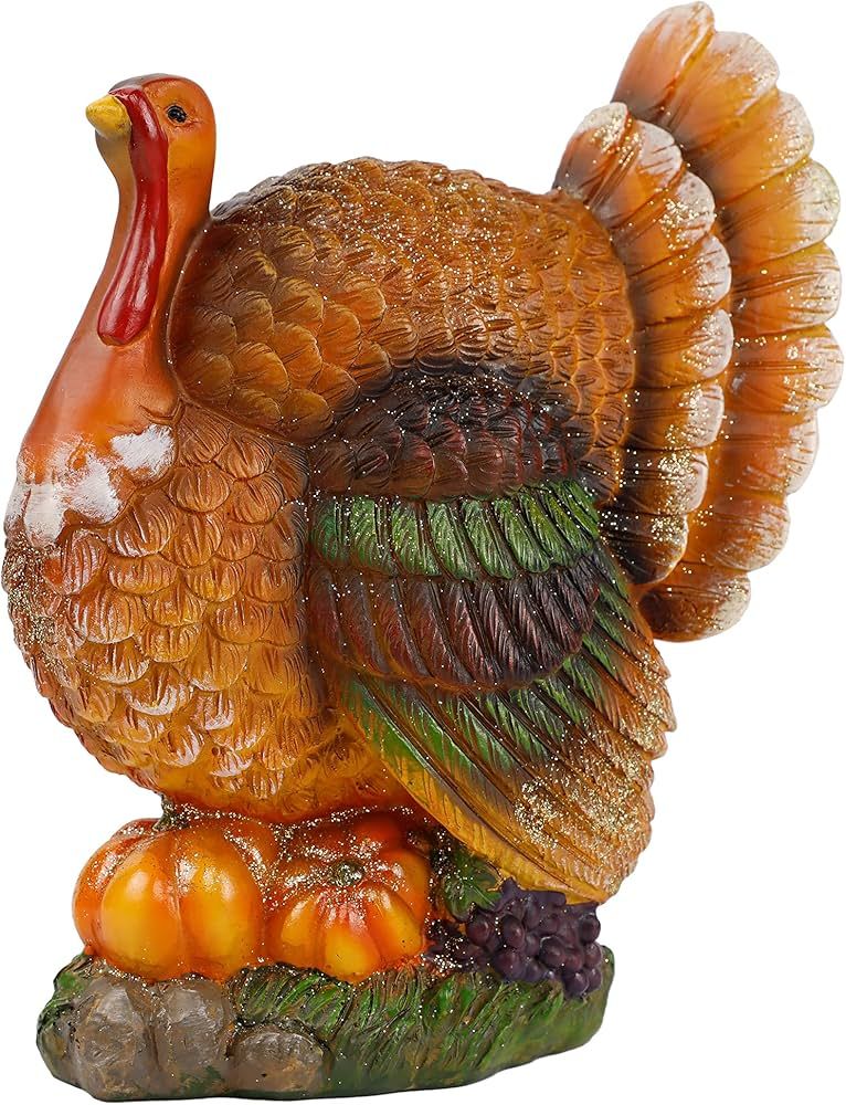 winemana Thanksgiving Table Decorations Resin Turkey with Pumpkin, Hand-Painted Fall Figurine Cen... | Amazon (US)