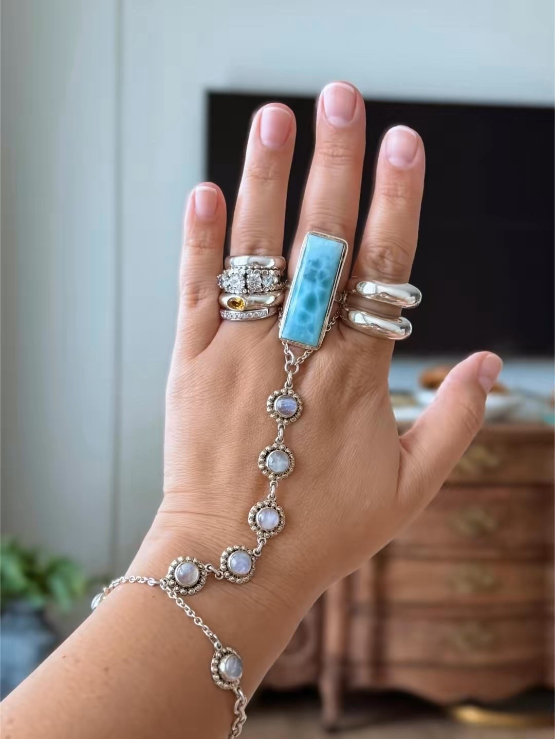 Rectangle Larimar ring! #LTKJewelry 

#LTKFindsUnder50