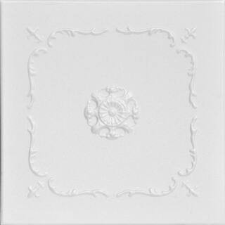 Bourbon Street Plain White 1.6 ft. x 1.6 ft. Decorative Foam Glue Up Ceiling Tile (259.2 sq. ft./... | The Home Depot