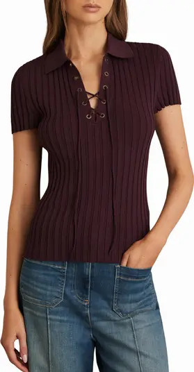 Poppy Lace-Up Polo Sweater | Nordstrom