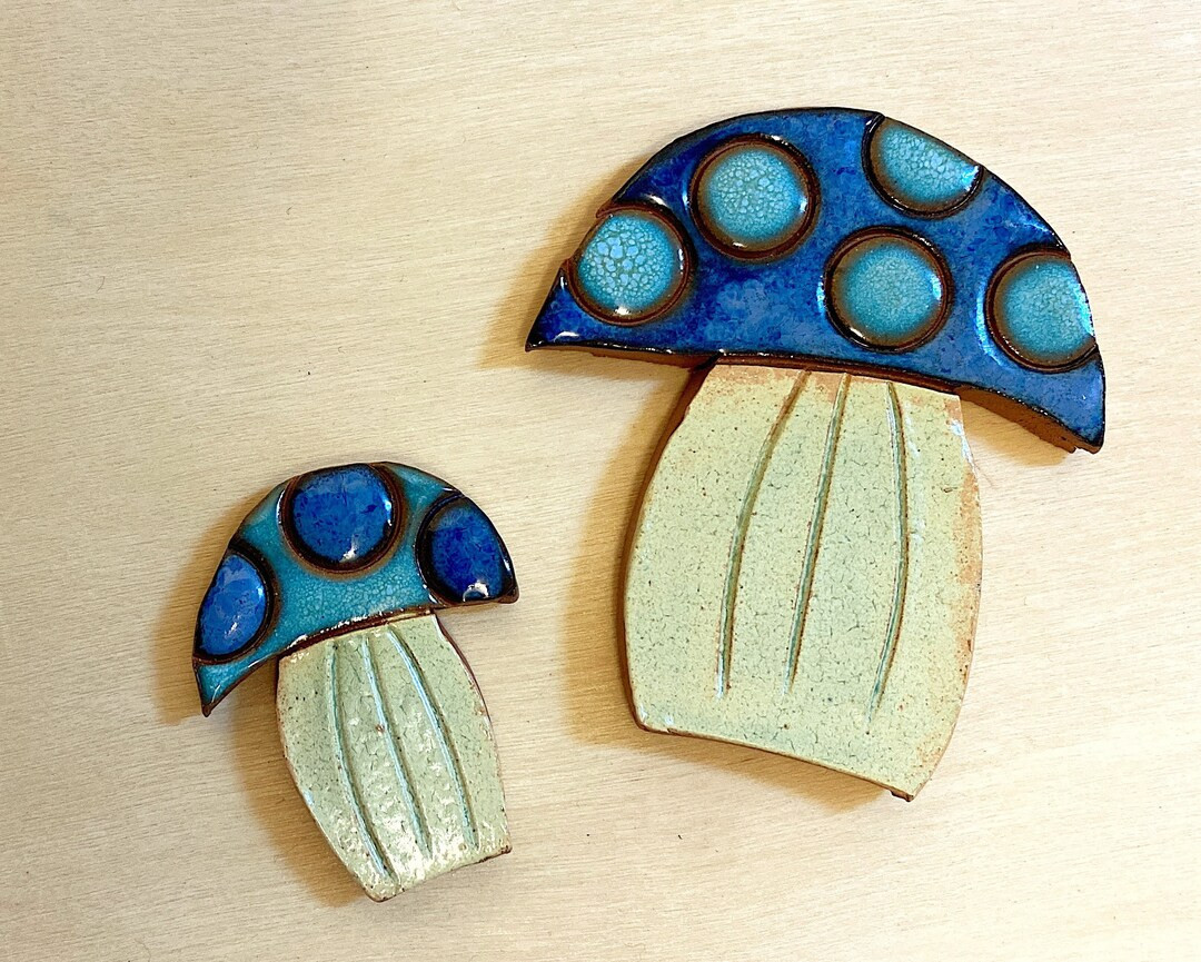 Mushroom Ceramic Tile SET, Mosaic and Wall Art Tiles (2 pieces) | Etsy (US)