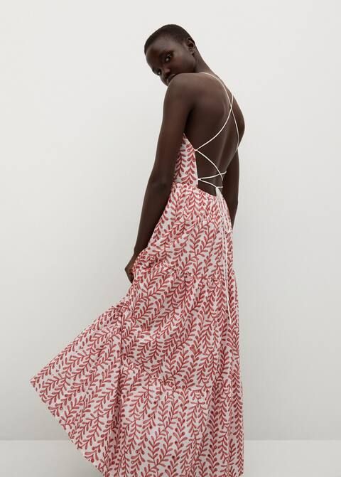 embroidered open back dress | MANGO (US)