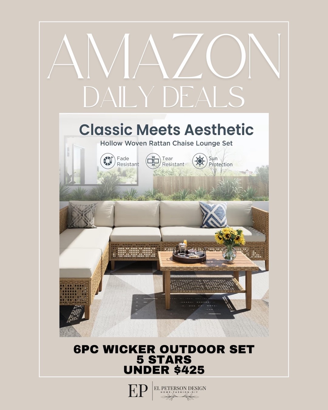 Amazon Daily Deals
6 pc outdoor set 

#LTKHome #LTKSaleAlert