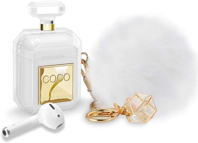 AirPods Case with Keychain & Fur Ball Perfume Bottle Design Cute Silicone Soft Protective Shockpr... | Amazon (US)