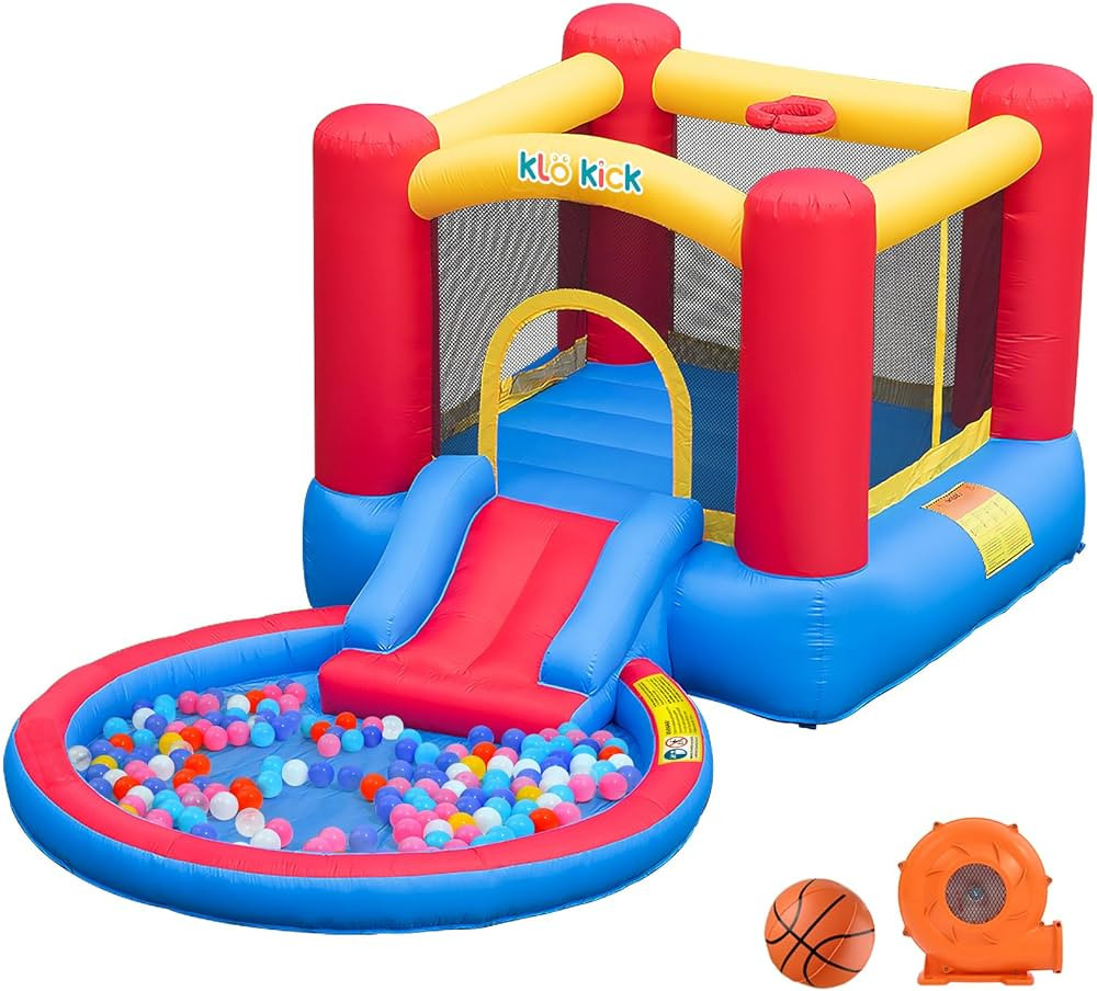 Indoor Bounce House for Kids 3-6 with Ball Pit Pool with Blower, Inflatable Jumping House with Wa... | Amazon (US)