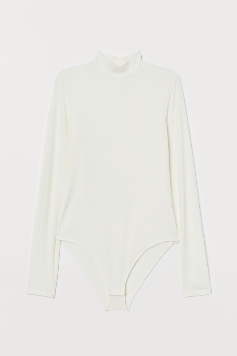 H & M - Mock Turtleneck Bodysuit - White | H&M (US + CA)