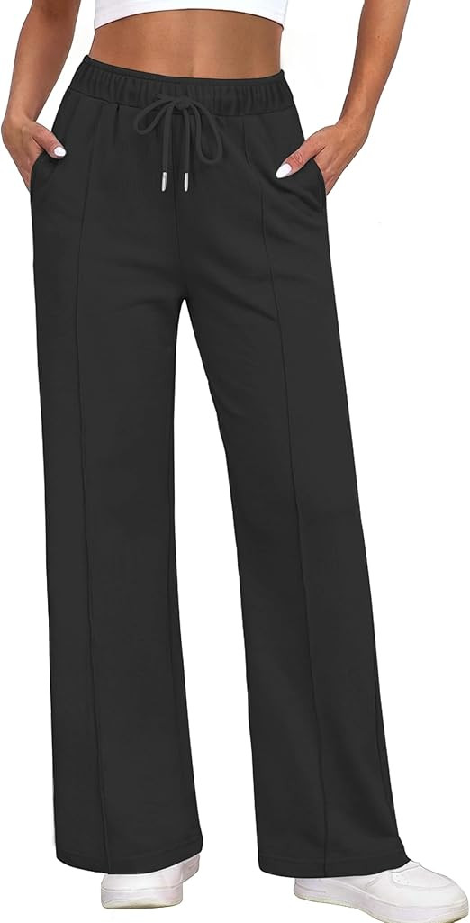 Womens Sweatpants Wide Leg High Waisted Trendy Straight Leg Sweat Pants Joggers for Lounge, Trave... | Amazon (US)