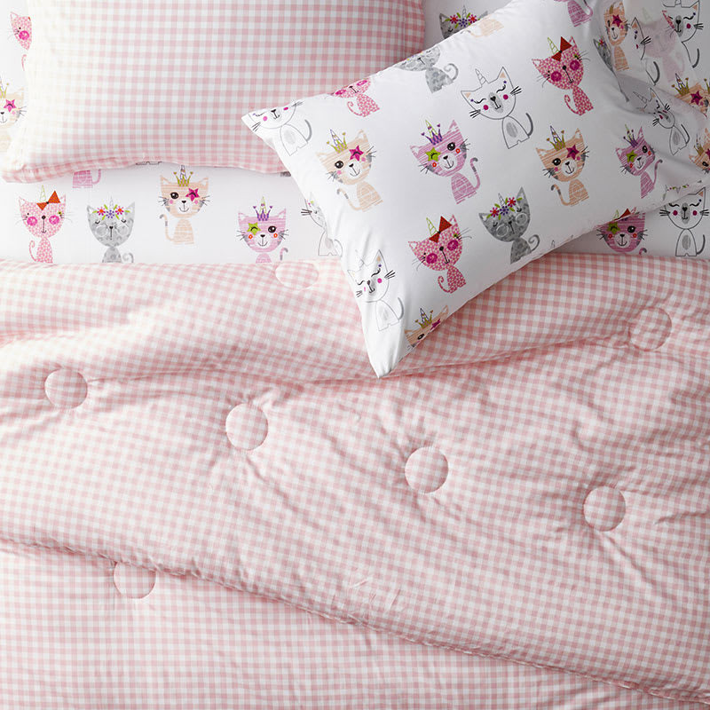 Gingham Classic Cool Organic Cotton Percale Bed Sheet Set - Petal Pink, Twin | The Company Store