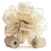 CT CRAFT LLC Christmas Tree Topper Bow - Bow: 11" sq. - Tails: 3 Yards Long Each - Champagne Glit... | Amazon (US)