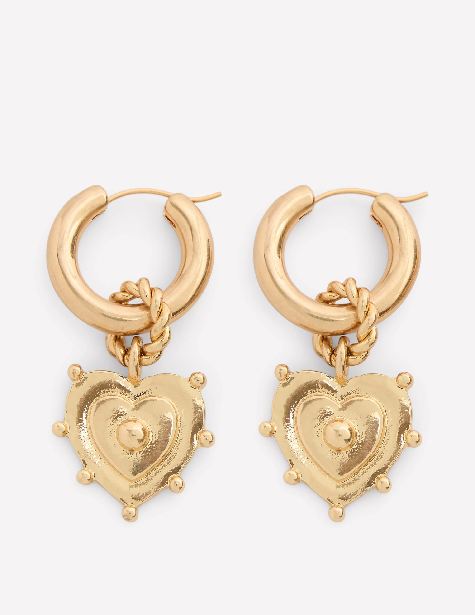 Heart Charm Earrings-Gold Colour | Boden UK
