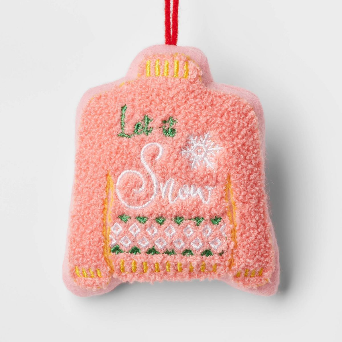 Faux Shearling 'Let it Snow' Sweater Christmas Tree Ornament Pink - Wondershop™ | Target