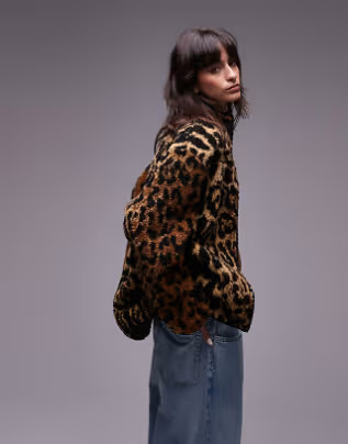 Topshop jacquard fleece borg in leopard | ASOS (Global)