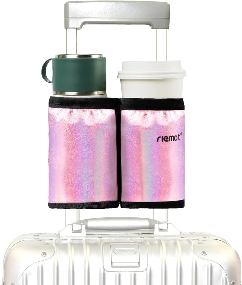riemot Luggage Travel Cup Holder Free Hand Drink Carrier - Hold Two Coffee Mugs - Fits Roll on Su... | Amazon (US)