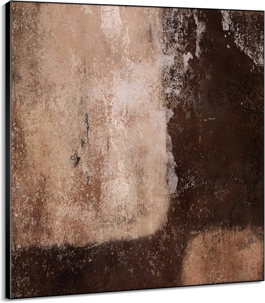 36"x36" Large Framed Wall Art - Rustic Earthy Brown and Beige (Frame Assembly Required) | Amazon (US)