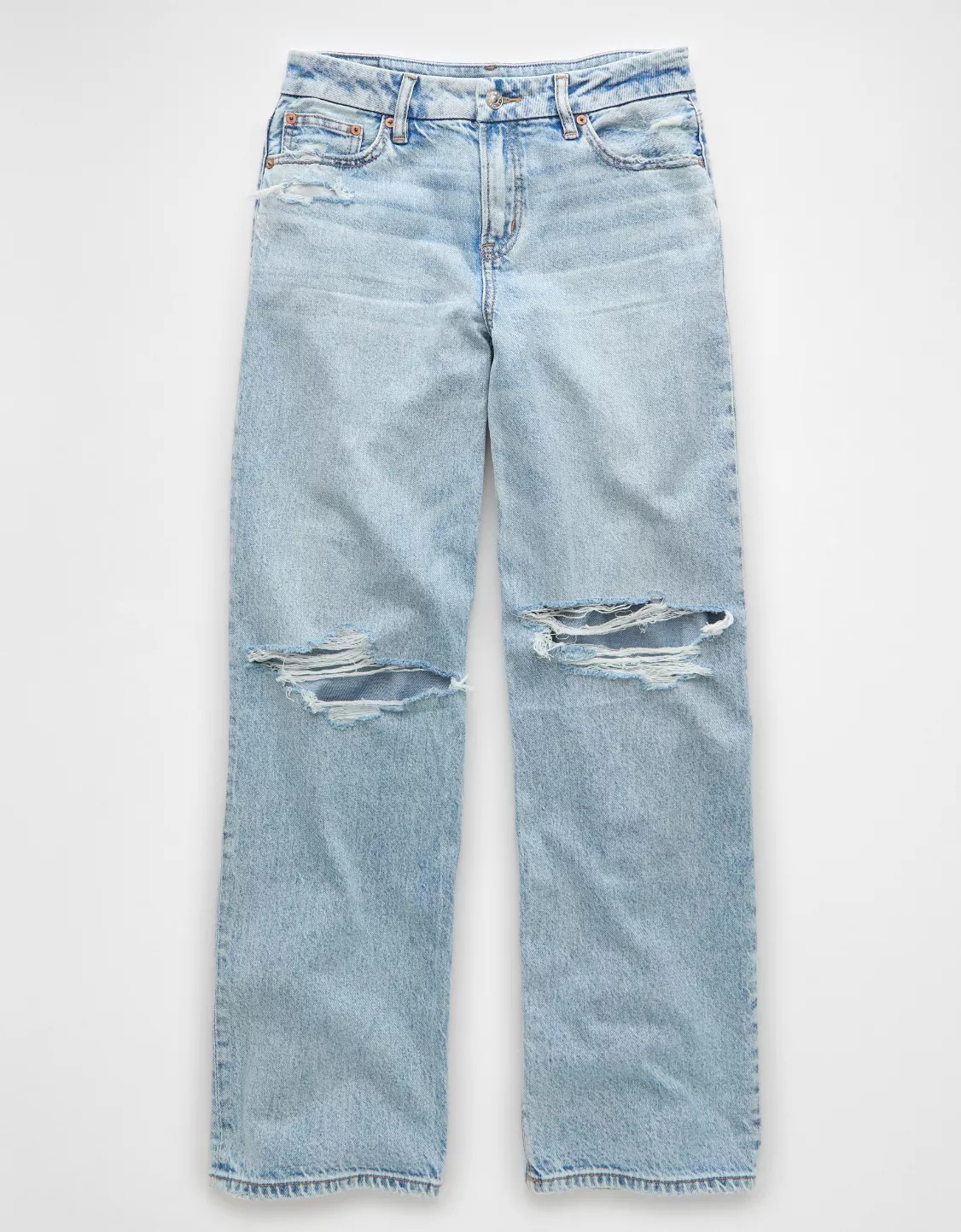AE Strigid Curvy Ripped High-Waisted Stovepipe Jean | American Eagle Outfitters (US & CA)