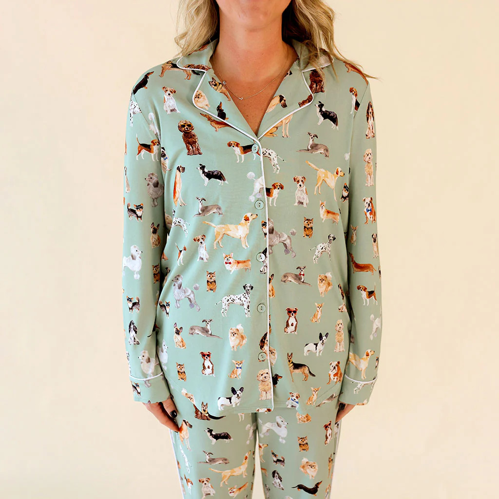 Dog Green Luxe Womens Pajamas | Posh Puppies | Posh Peanut
