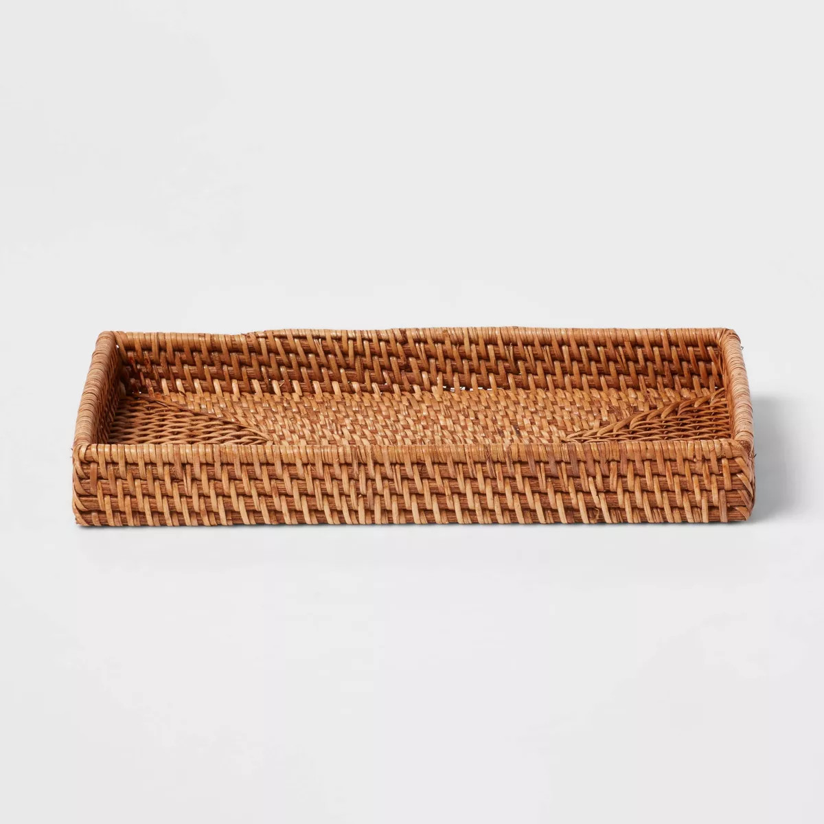 Rattan Tray Light Brown - Threshold™: Vanity Organizer, Spot Clean, Bathroom Accessory, 10.25" ... | Target
