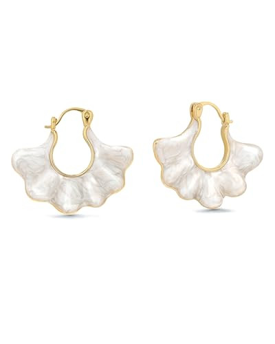 SNGIA 18K gold plated White Cream Enamel Flower Stud Statement Earrings for Women by SNGIA, Daint... | Amazon (US)