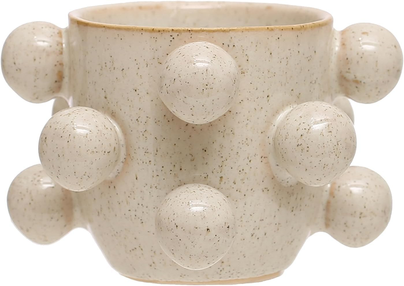Bloomingville 4.25 Inches Round Stoneware Orbs and Reactive Glaze, Holds 3 Inches Pot, Speckled Cream Planter | Amazon (US)