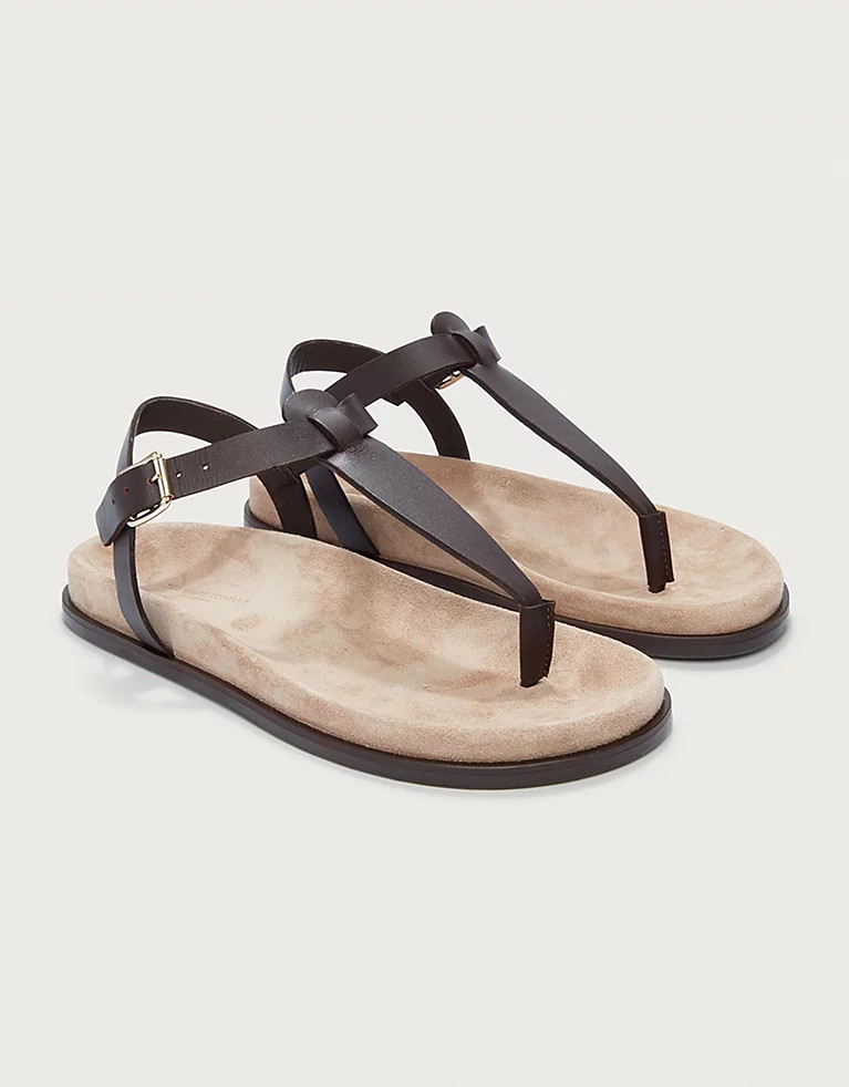 Leather T-Bar Footbed Sandals | The White Company (UK)