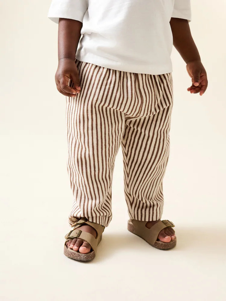Brown & Ecru Stripe Textured Lightweight Joggers (3mths-7yrs) | Next US