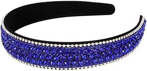 Wecoe Rhinestone Headband Women Girls Navy Blue Headband Fashion Headband Nonslip Bling Sparkly Crys | Amazon (US)
