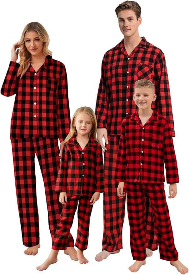 Umeyda Family Christmas Pjs Matching Sets Plaid Pajamas Long Sleeve Holiday Sleepwear Set for Adu... | Amazon (US)