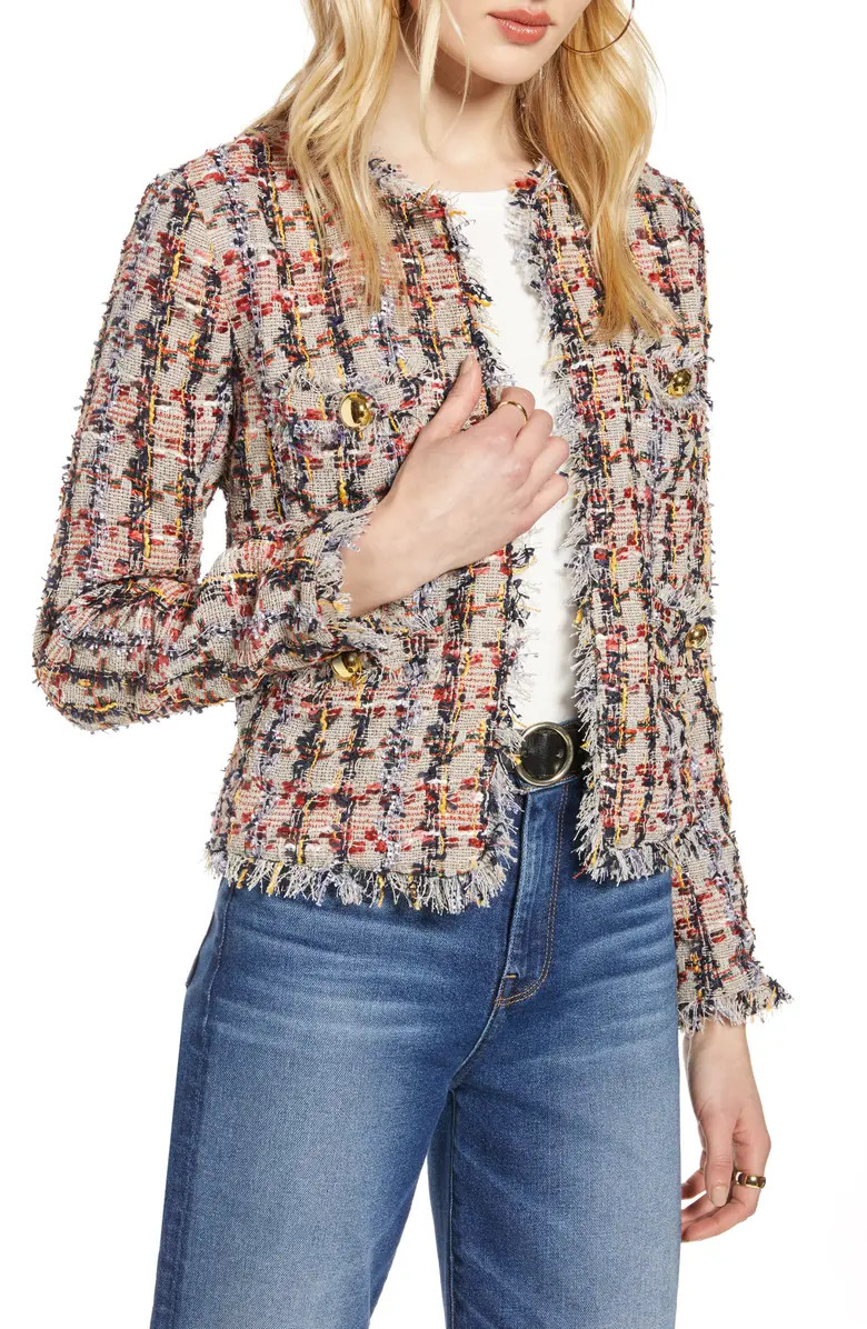 Raw Edge Cotton Blend Tweed Jacket | Nordstrom